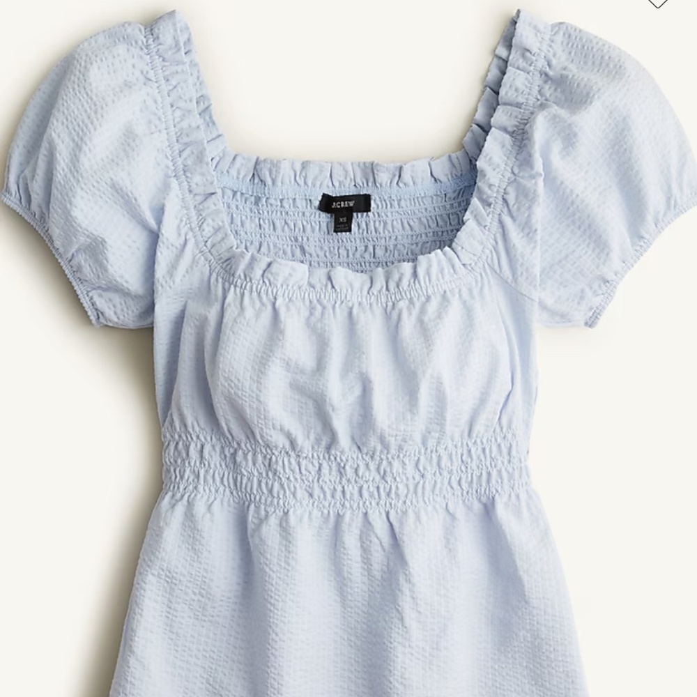 J. Crew Seersucker Smocked Top